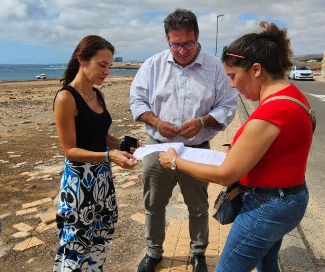 Trabajos de PROINCO INFRAESTRUCTURAS en la renovación de aceras en La Hondura, Puerto del Rosario